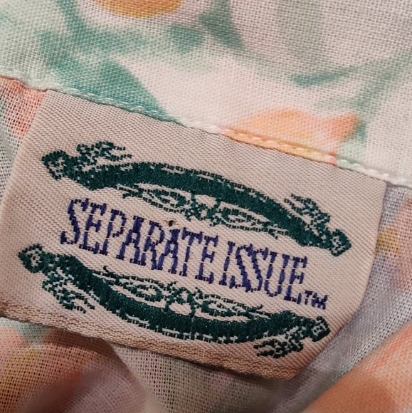 Vintage Seperate Issue Pastel Florals Button Down Short Sleeve Blouse - Picture 3 of 4